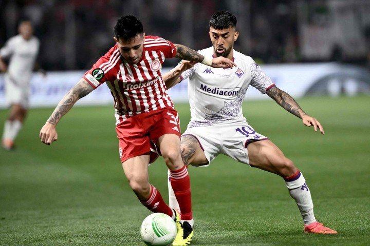 Francisco Ortega en Olympiacos. AFP.