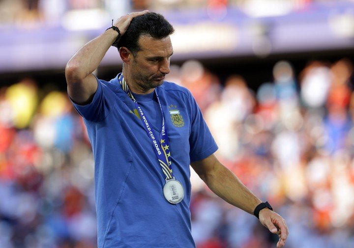 Scaloni, subcampeón del mundo. (EFE)