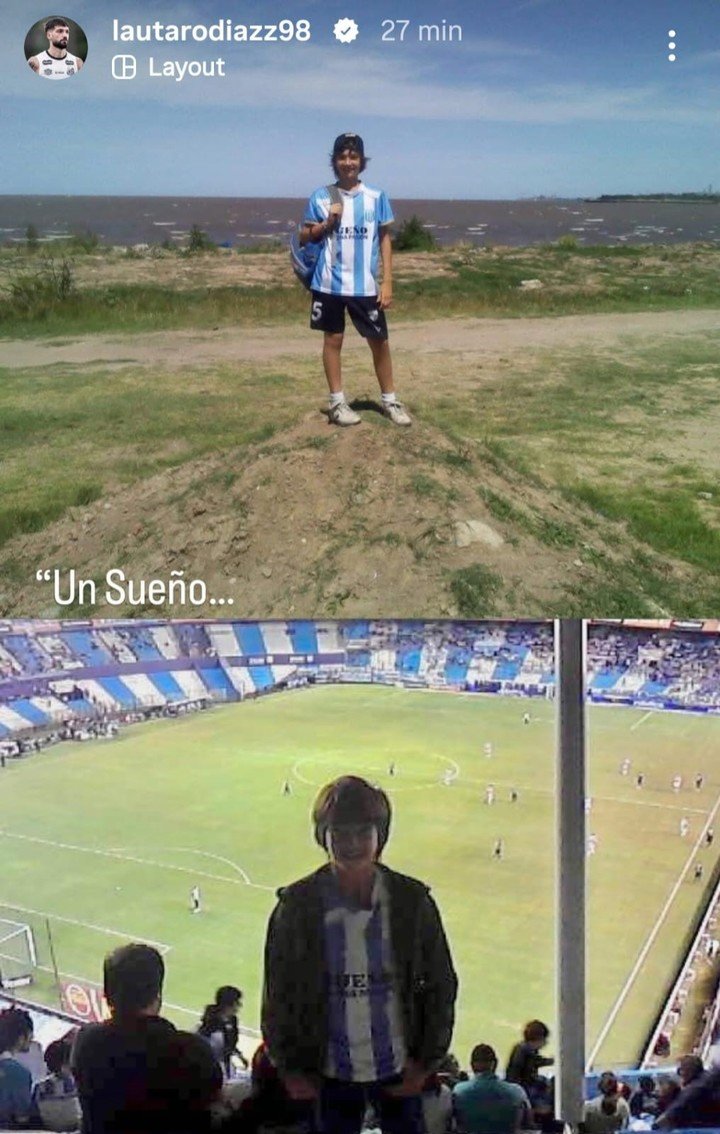 Las imágenes que subió Lautaro Díaz a Instagram de cuando era chico y vestía la camiseta de Racing.