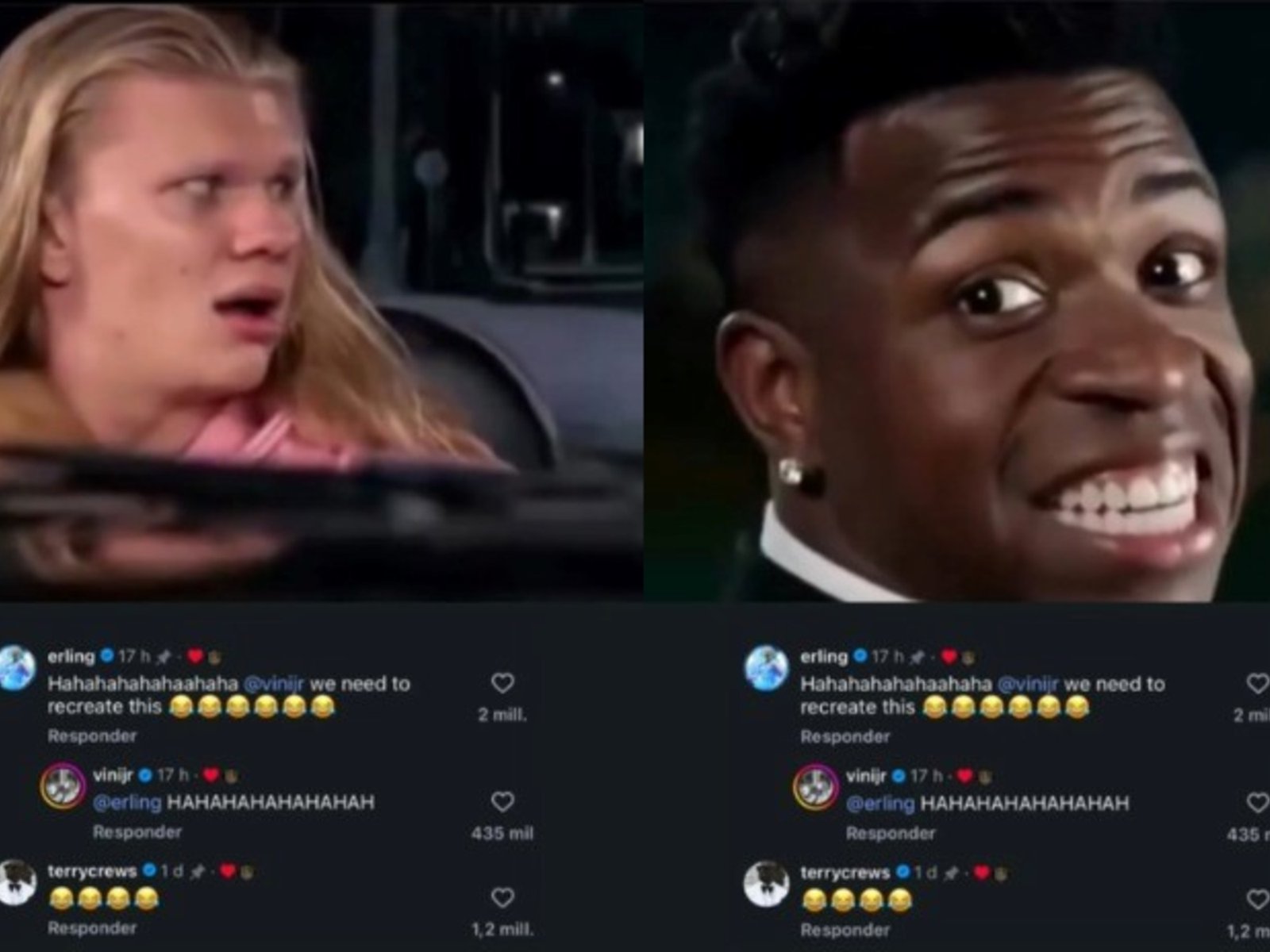 El cómico guiño de Vinicius a Erling Haaland que fue tendencia en redes sociales :: Olé