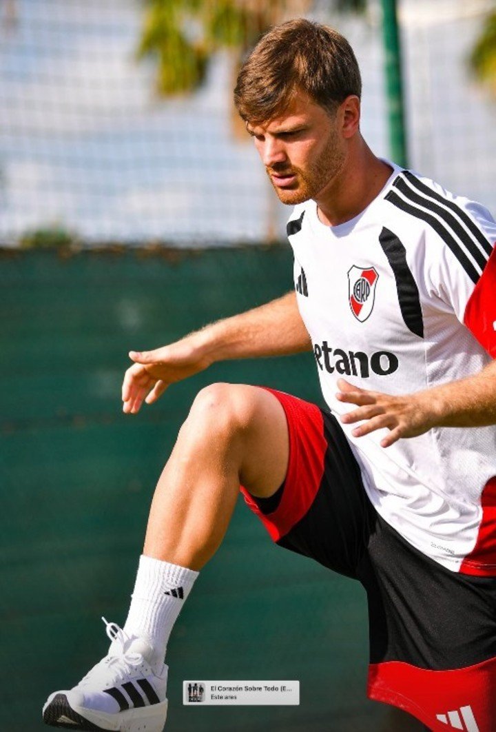 Beltrán se prepara en River (Prensa River). 