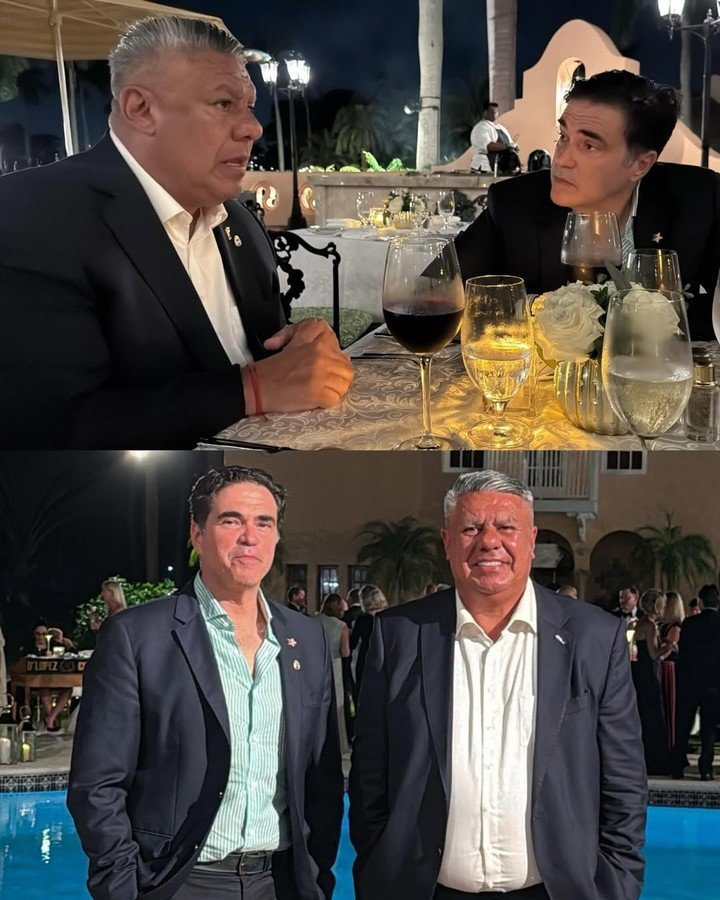 Claudio Chiqui Tapia y Felix Lasarte, abogado cubano-estadounidense y asesor de Donald Trump, en Mar-a-Lago.