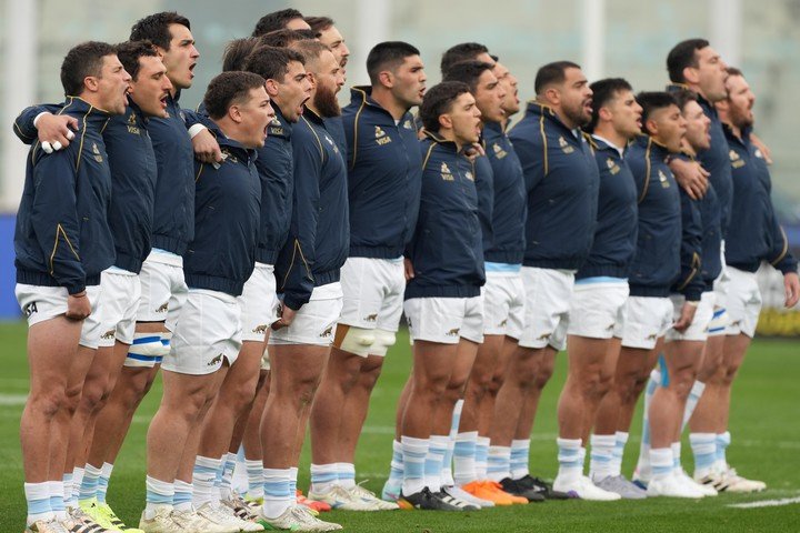 Los Pumas en el debut con Inglaterra. (AP Photo/Gustavo Garello)