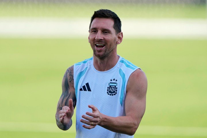 Lionel Messi en el entrenamiento. (AP)