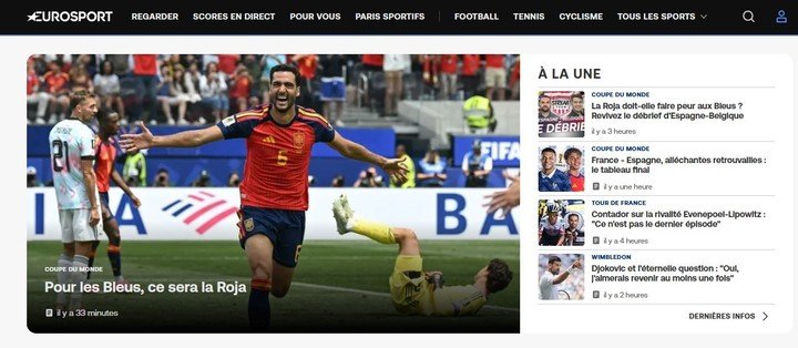 La portada de Eurosport Francia.