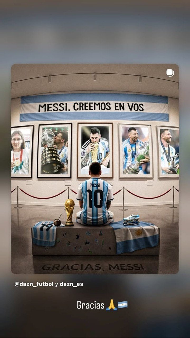 Sebastián Driussi y un posteo dedicado a Lionel Messi post subcampeonato del mundo (Instagram).