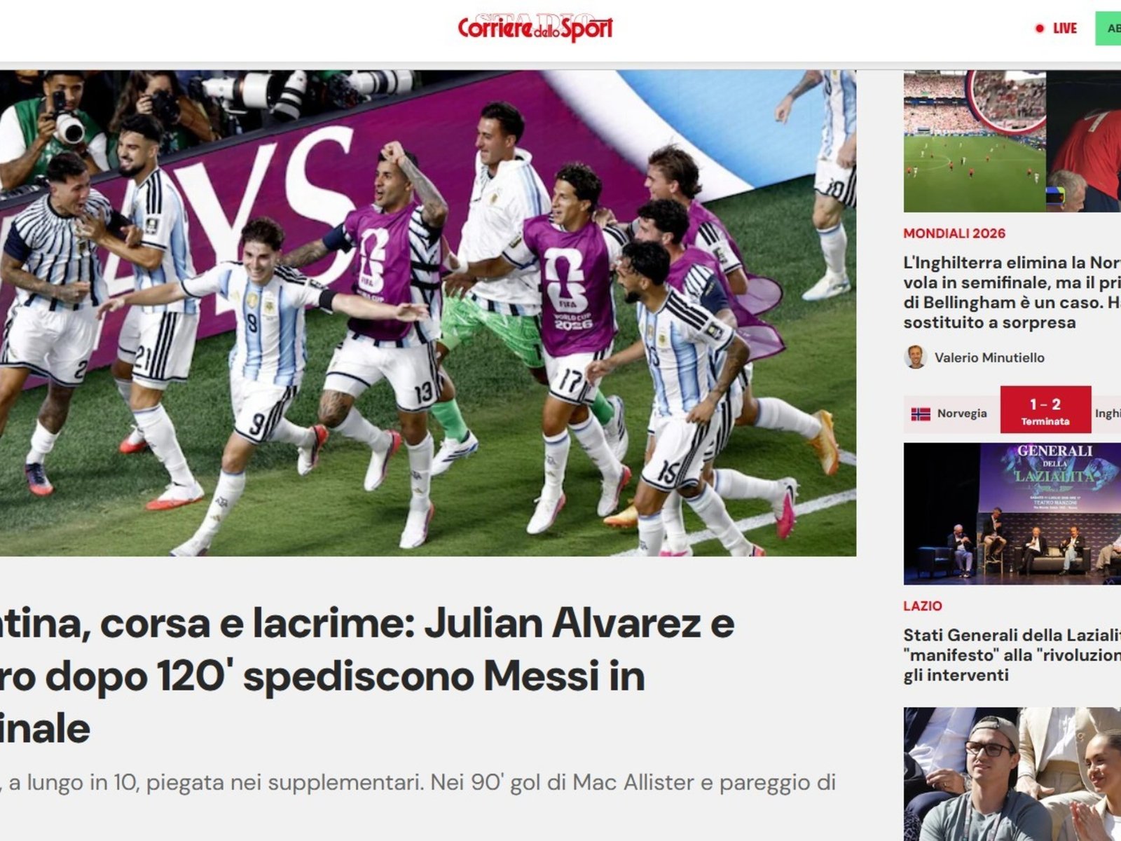 la reacción de los medios internacionales tras el sufrido triunfo de Argentina vs Suiza