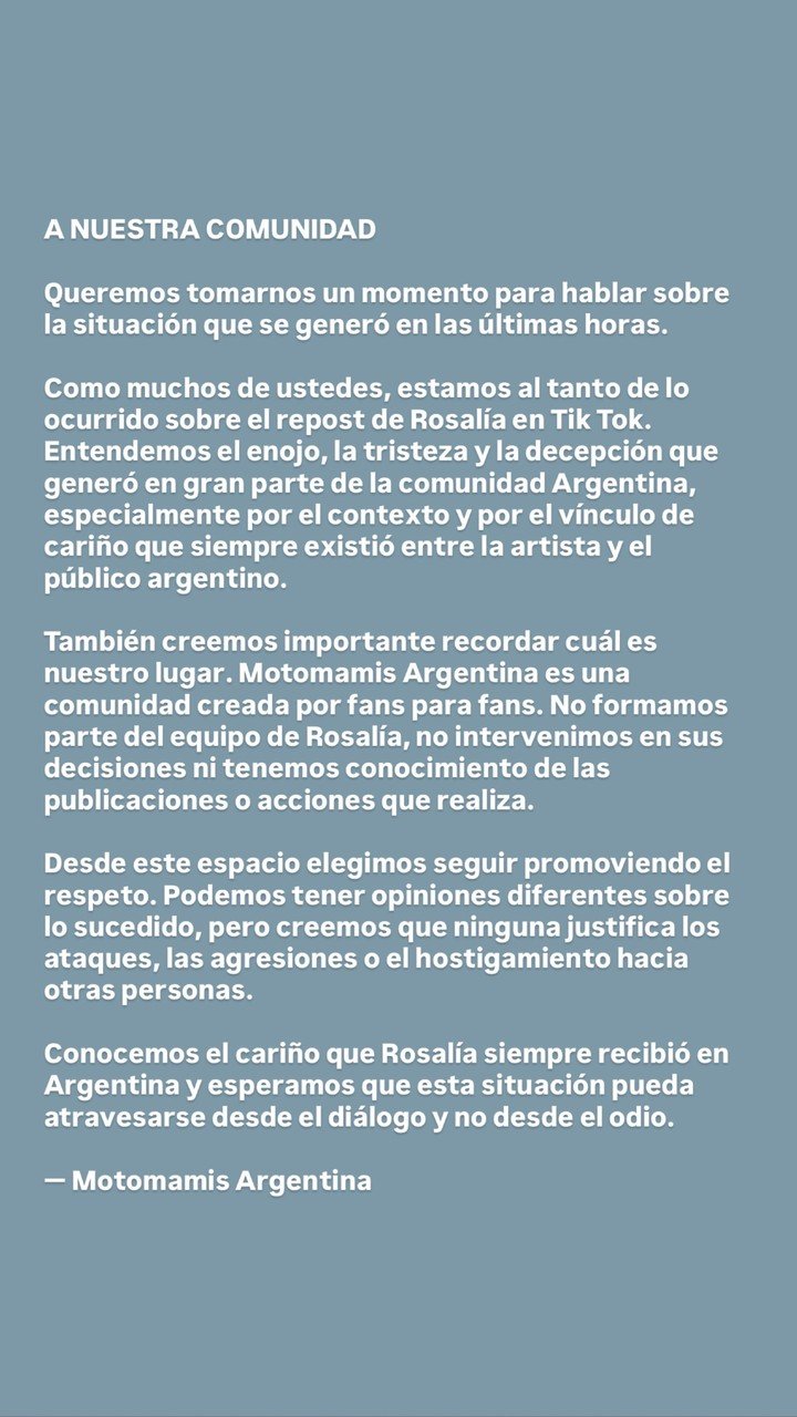 Los fanáticos de Rosalía en Argentina se pronunciaron sobre el video que recompartió la cantante española contra el equipo abiceleste. | Foto: Instagram