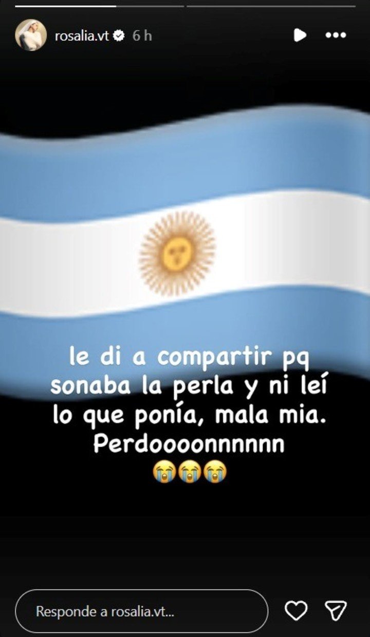 Las disculpas de Rosalía. (Instagram: @rosalia.vt)