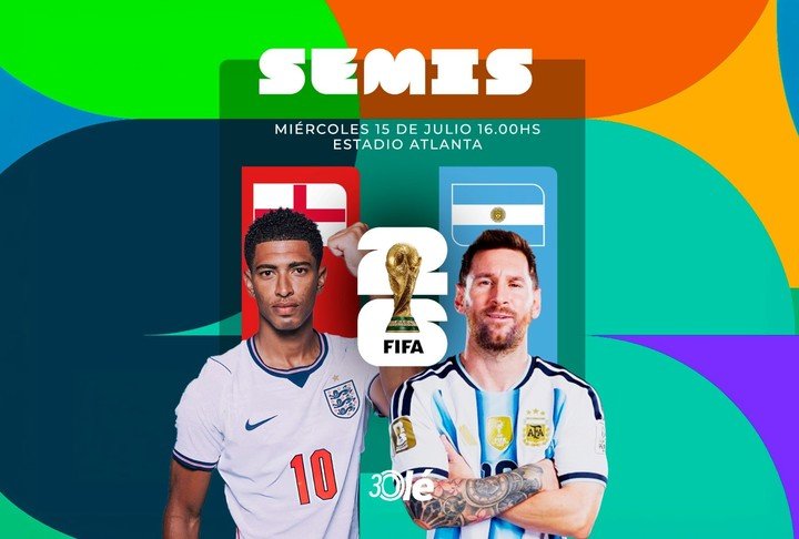 Inglaterra vs. Argentina en semifinales del Mundial 2026.