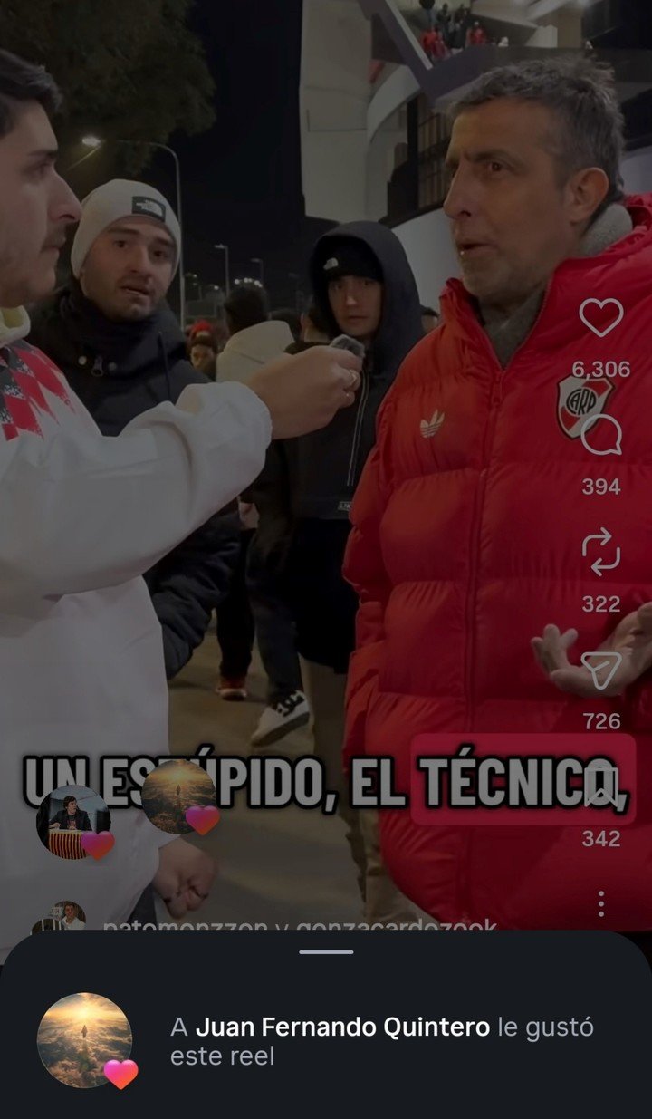 El like de Juanfer Quintero contra Coudet.