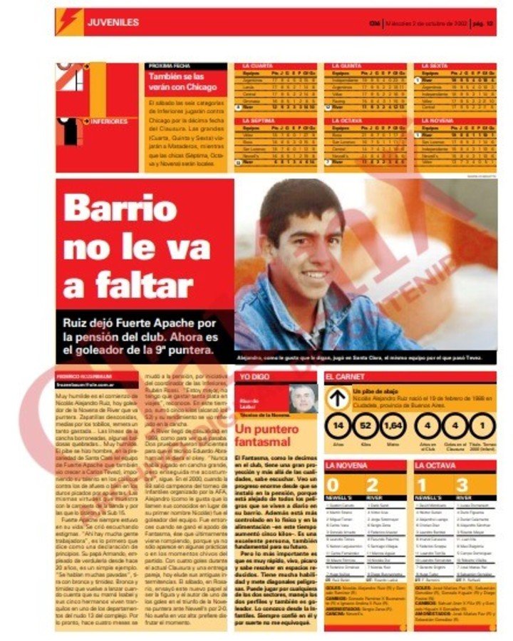 El tío de Almada, Alejandro Ruíz, en el Suple River de Olé, en 2002.
