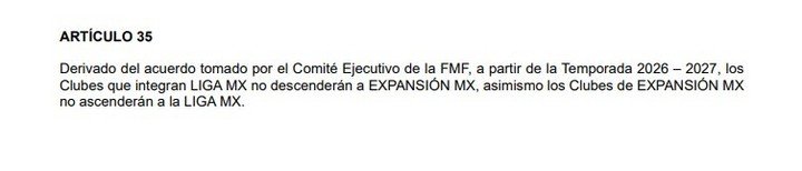 El reglamento de la Liga MX.