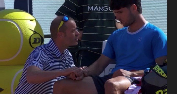 Alcaraz se lesionó en el ATP 500 de Barcelona, su último torneo. Foto Captura