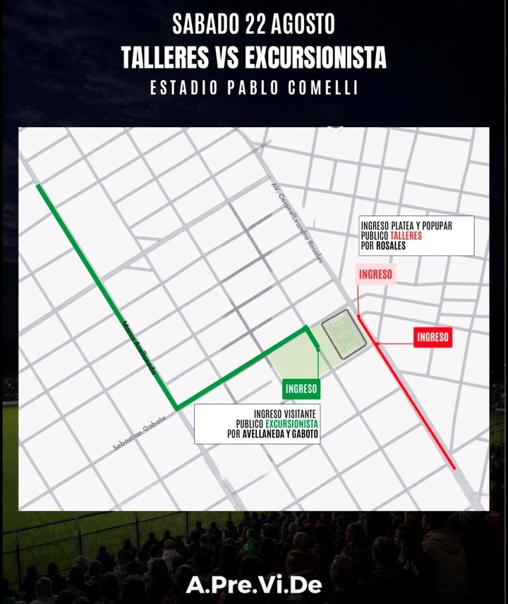 El ingreso del partido entre Talleres y Excursio.