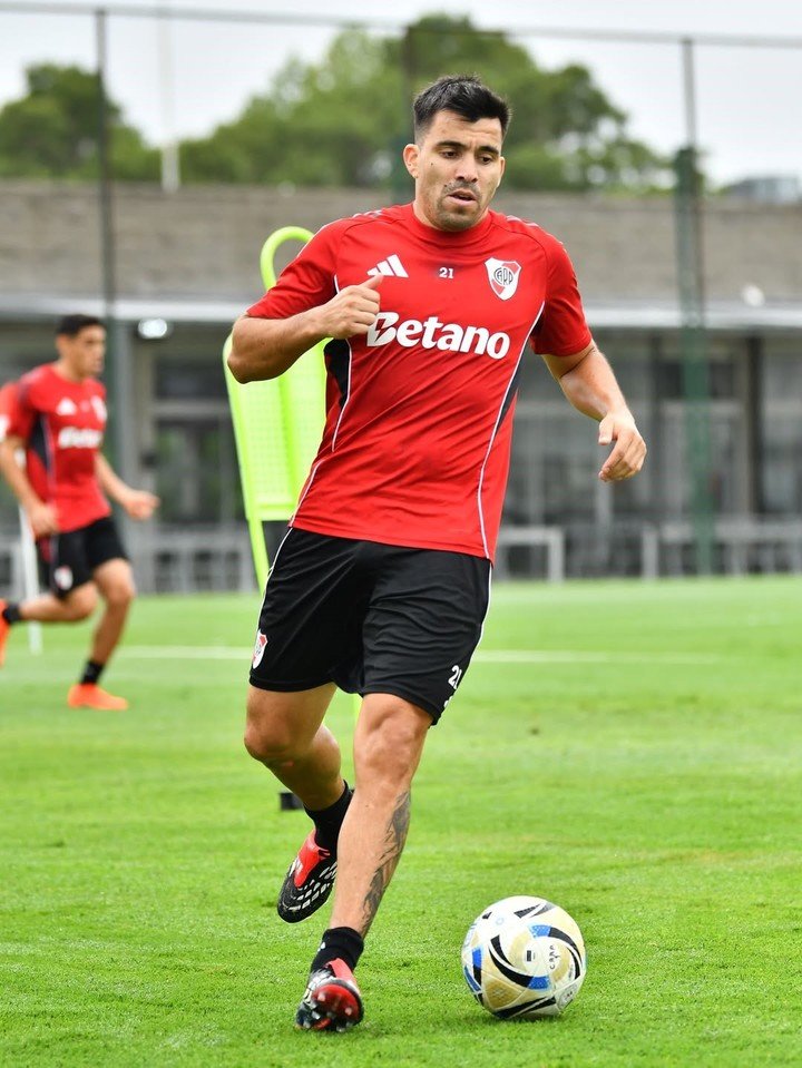 Marcos Acuña entrenando (Prensa River).