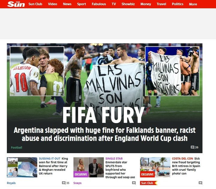 Los diarios de España y de Inglaterra hablaron de las sanciones de la FIFA contra la AFA y la Selección Argentina.