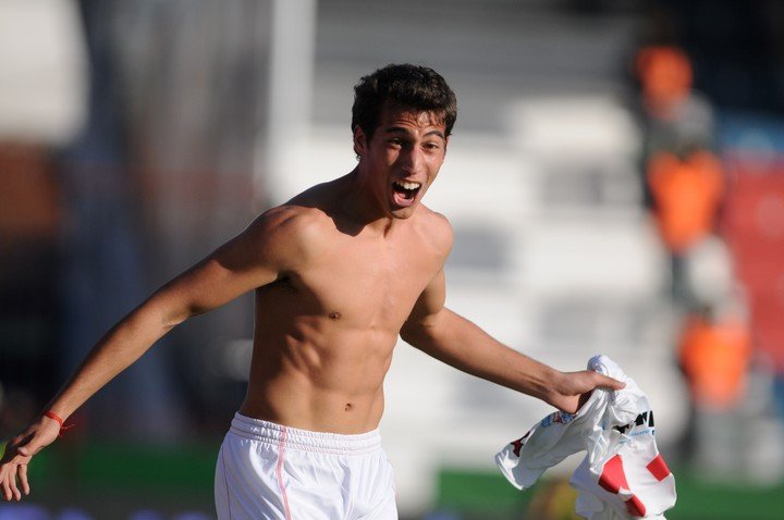 Trecarichi grita un gol en Huracán (Jorge Sánchez).