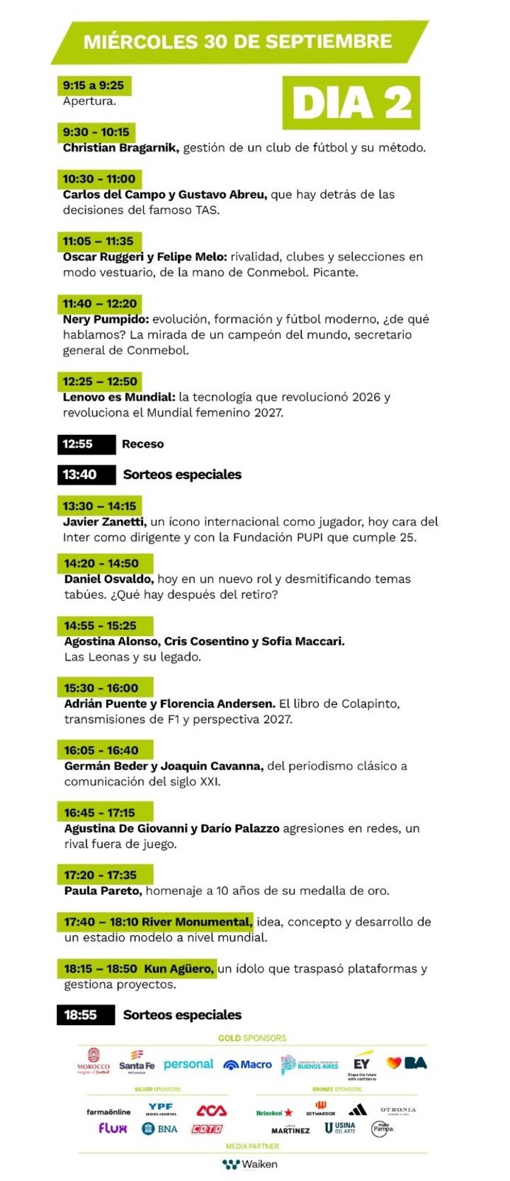 El día 2 del Olé Summit. Agenda del 30 de septiembre.