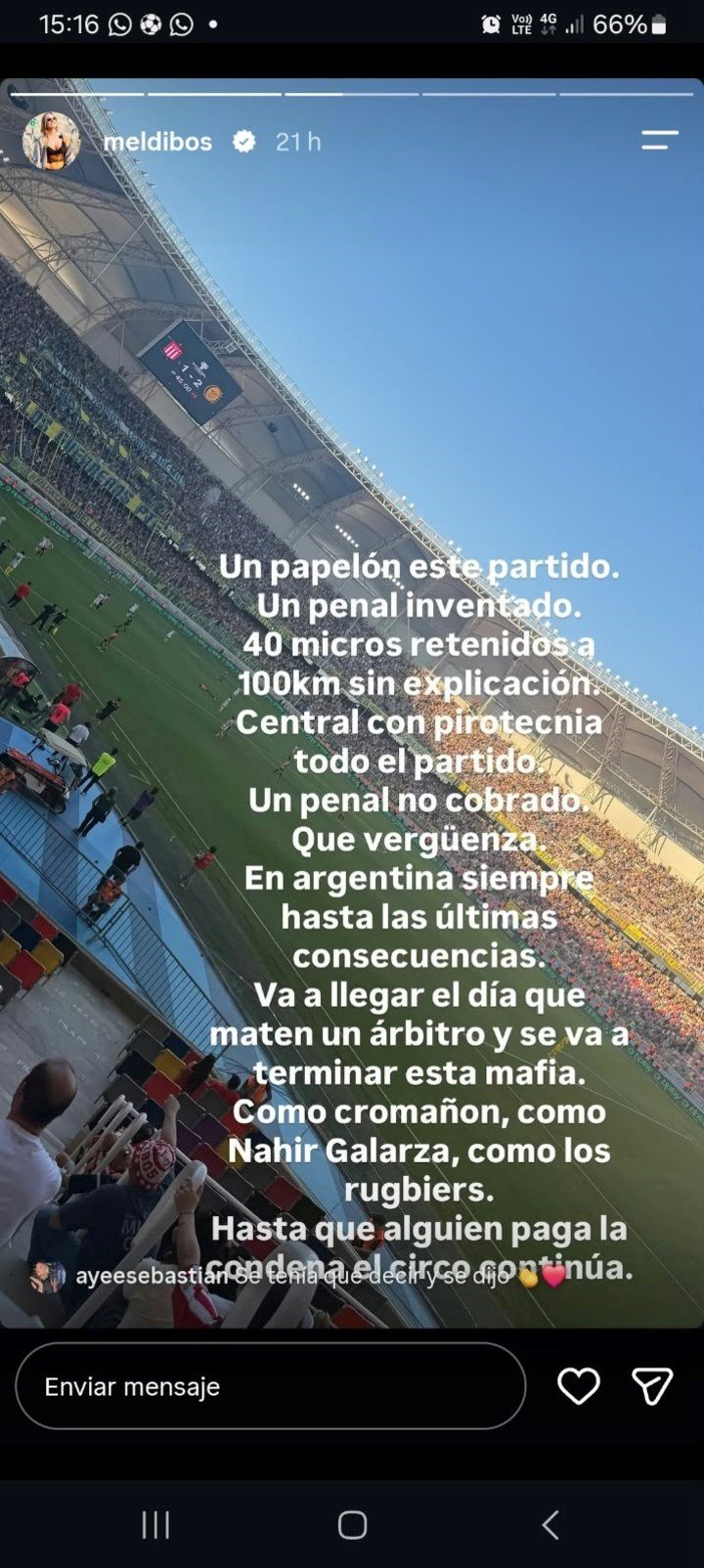 Los posteos de las esposas de Verón y González Pires por la final perdida ante Central.