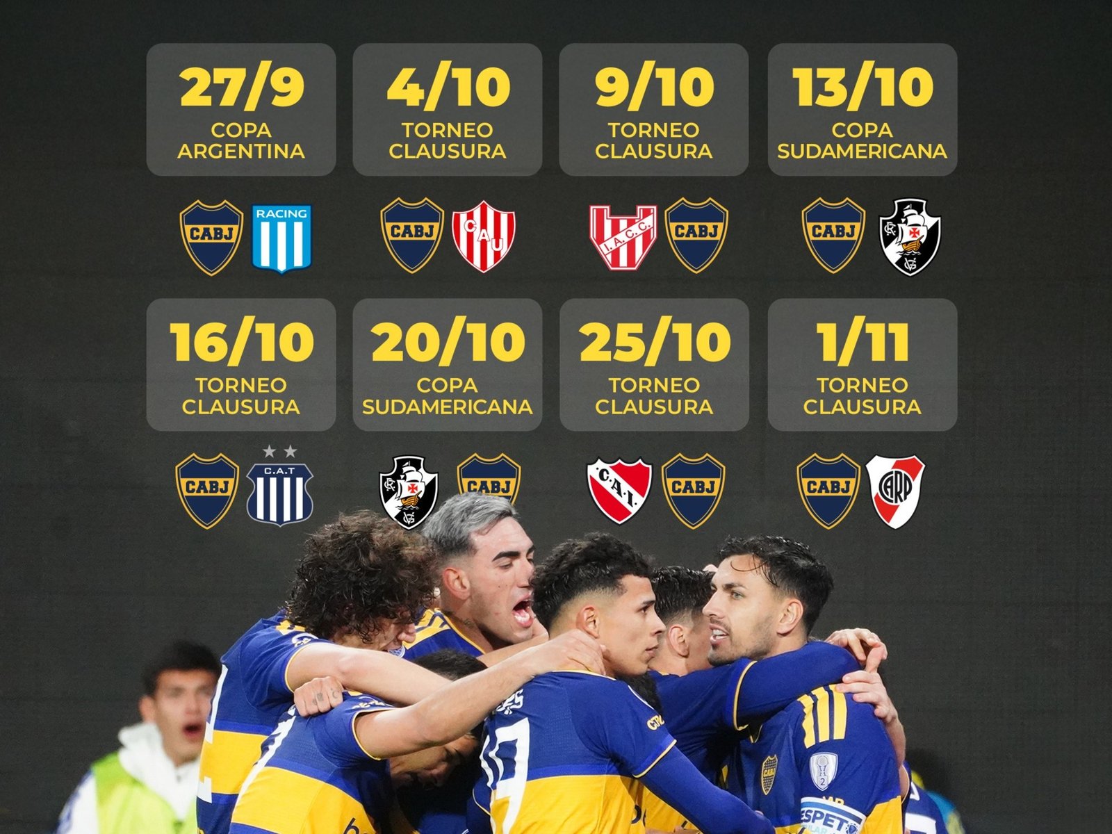 El apretado calendario de Boca con triple competencia antes del superclásico :: Olé