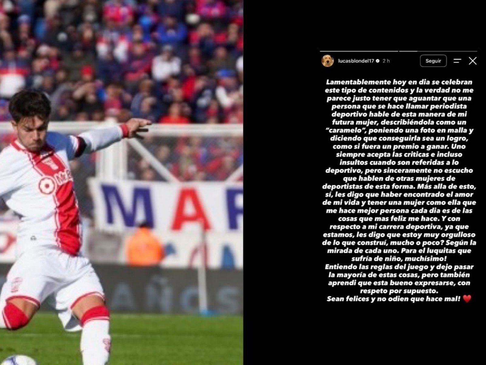 El enojo de Blondel tras su gol en el Monumental por un comentario sobre Morena Beltrán: "No me parece justo" :: Olé