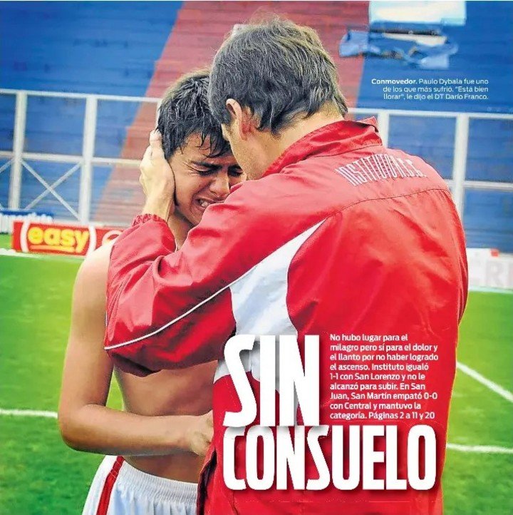 Darío Franco junto a Paulo Dybala tras quedarse sin ascenso.