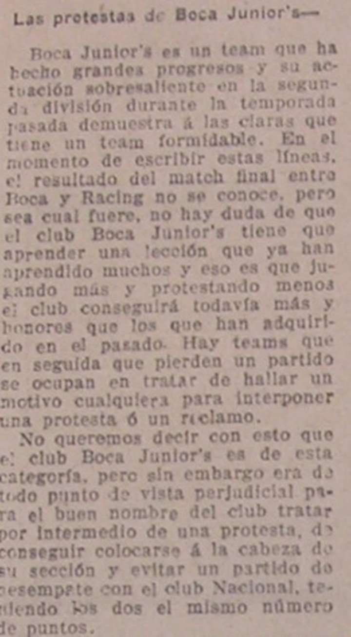 El caso Junín-Boca y la advertencia de la revista La Vida Moderna en 1910.