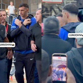 Video: el Dibu Martínez se fue a pie en medio de los hinchas tras el clásico ante el Arsenal