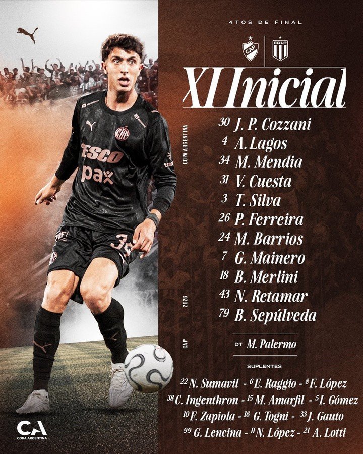 El equipo de Platense para el partido ante Estudiantes.