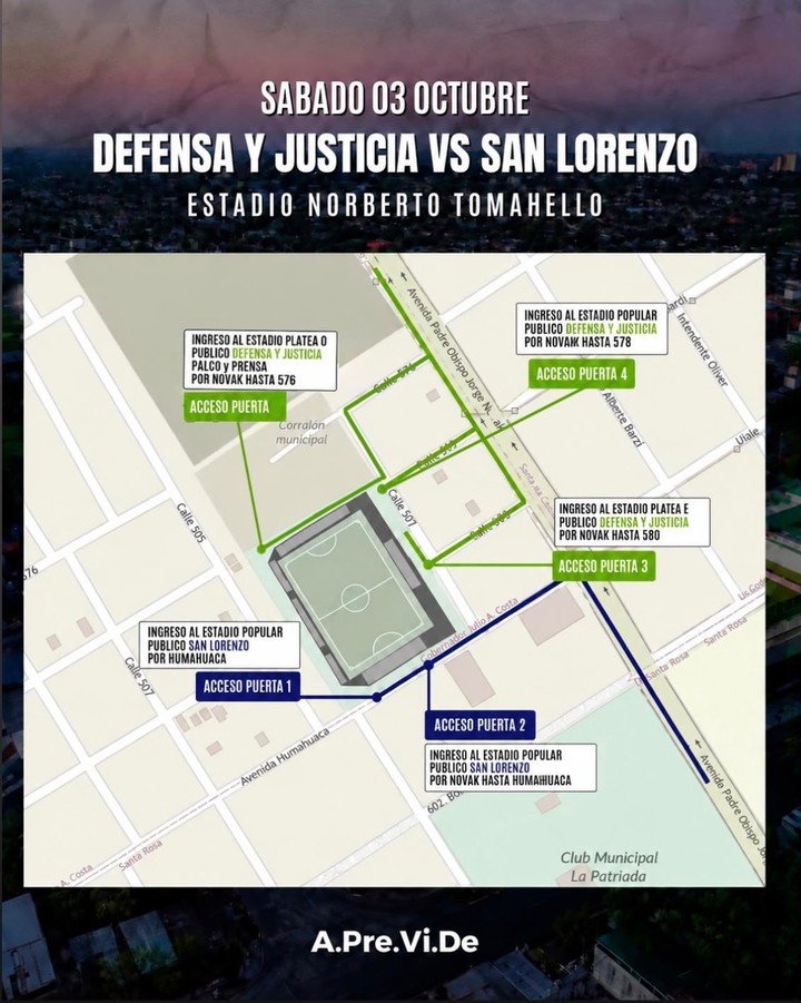 Operativo de seguridad, el acceso para los hinchas de San Lorenzo. (APreViDe)